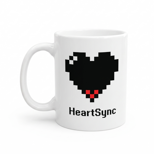 HeartSync Pixel Heart Mug