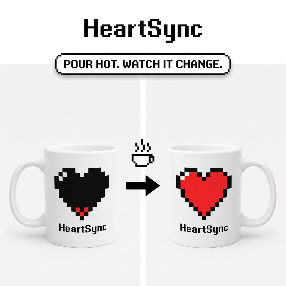 HeartSync Pixel Heart Mug