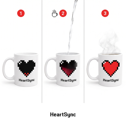 HeartSync Pixel Heart Mug