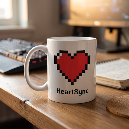 HeartSync Pixel Heart Mug